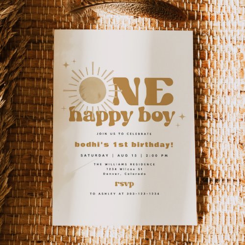 BODHI One Happy Boy First Trip Around Sun Birthday Invitation