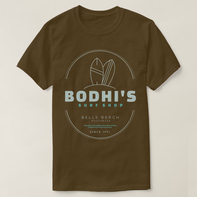 Bodhis Surf Shop Bells Beach Australia Since 1991 T-Shirt (Design Front)