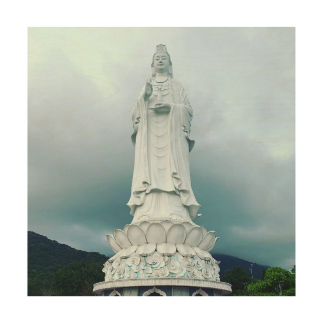 Bodhisattva Kwan Yin Statue Danang Vietnam Wood Wall Art (Front)