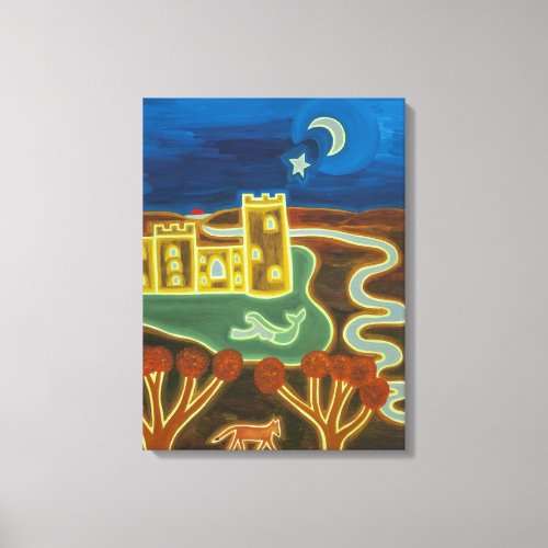 Bodiam Castle by Moonlight 2010 Canvas Print