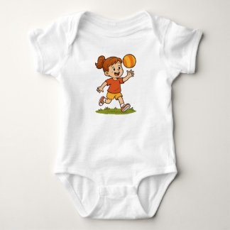 Bodie de Bebé Niña Jugando Pelota Baby Bodysuit