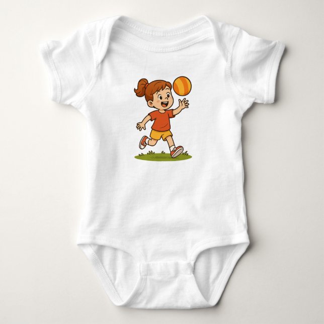Bodie de Bebé Niña Jugando Pelota Baby Bodysuit (Front)