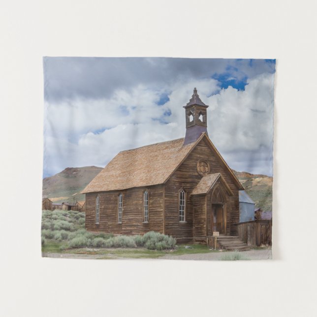 Bodie Ghost Town Church Cloudy Skies Tapestry (Front (Horizontal))
