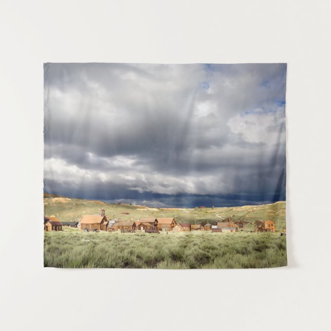 Bodie Ghost Town Stormy Overview Tapestry (Front (Horizontal))