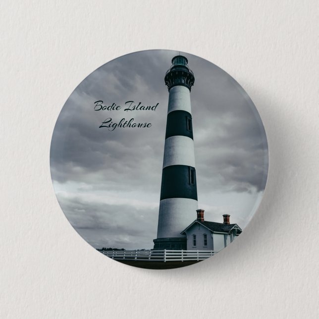 Bodie Island Lighthouse black and white Button (Front)