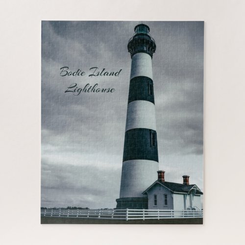 Bodie Island Lighthouse black and white Jigsaw Puzzle