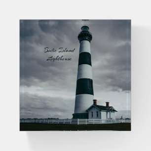 Bodie Island Lighthouse black and white Paperweight