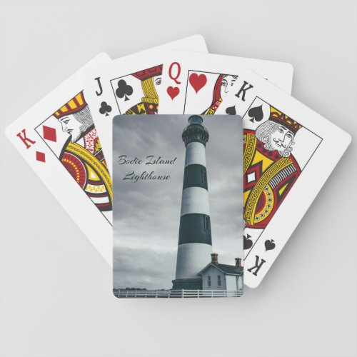 Bodie Island Lighthouse black and white Poker Cards