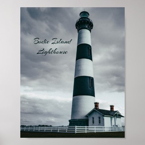 Bodie Island Lighthouse black and white Poster