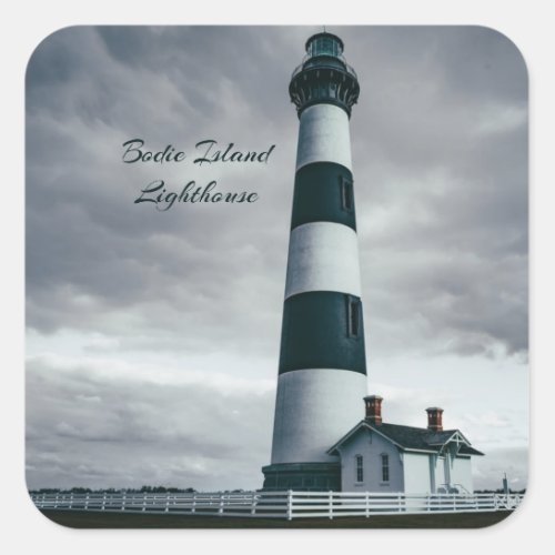 Bodie Island Lighthouse black and white Square Sticker