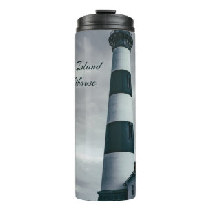 Bodie Island Lighthouse black and white Thermal Tumbler