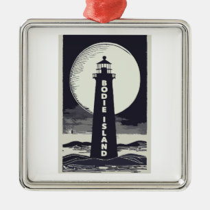 Bodie Island Lighthouse North Carolina Moon Metal Ornament