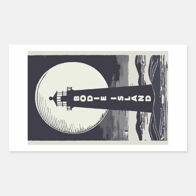 Bodie Island Lighthouse North Carolina Moon Rectangular Sticker (Front)