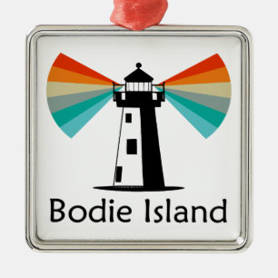 Bodie Island Lighthouse North Carolina Rainbow Metal Ornament