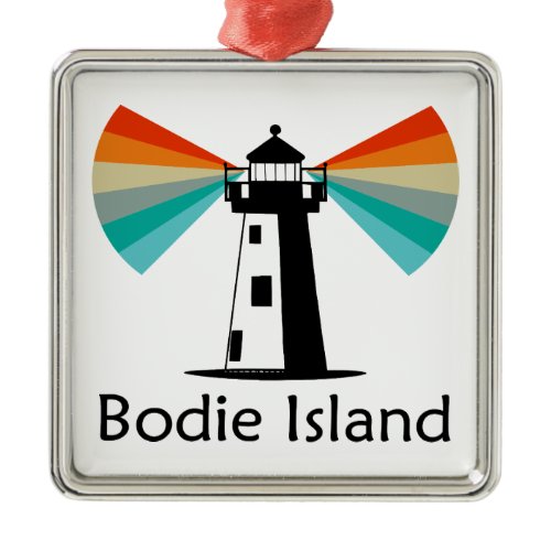 Bodie Island Lighthouse North Carolina Rainbow Metal Ornament
