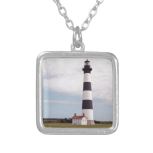 Bodie Island Lighthouse Silver Plated Necklace