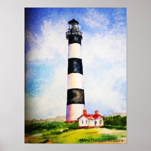 Bodie Lighthouse  watercolor by Mary Dunham Walter Poster