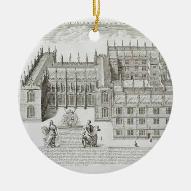 Bodleian Library, Oxford, from 'Oxonia Illustrata' Ceramic Ornament (Front)