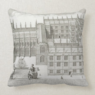 Bodleian Library, Oxford, from 'Oxonia Illustrata' Throw Pillow