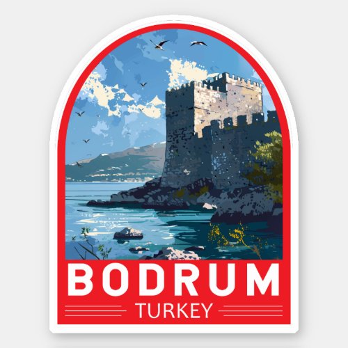 Bodrum Castle Turkey Travel Art Vintage Sticker