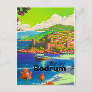 Bodrum Travel Postcard Art, Bodrum Turkey Postcard