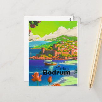 Bodrum Travel Postcard Art, Bodrum Turkey Postcard