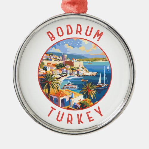 Bodrum Turkey Retro Distressed Circle Metal Ornament