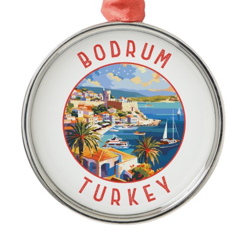 Bodrum Turkey Retro Distressed Circle Metal Ornament