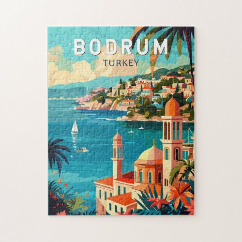 Bodrum Turkey Travel Art Vintage Jigsaw Puzzle