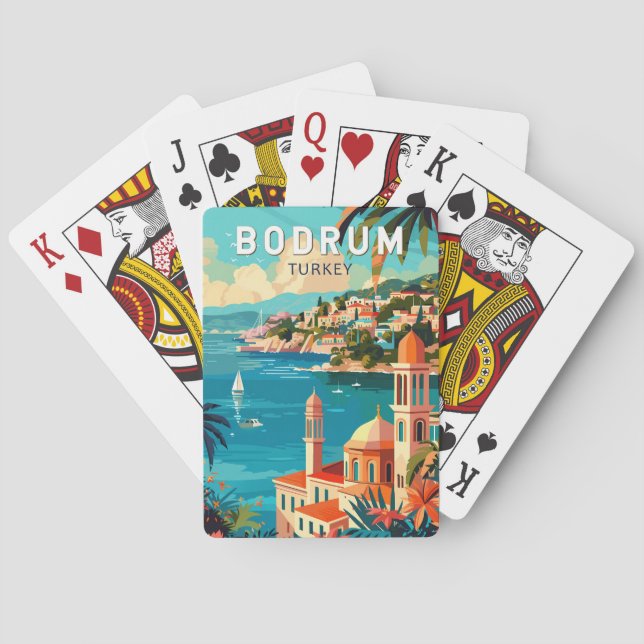 Bodrum Turkey Travel Art Vintage Poker Cards (Back)