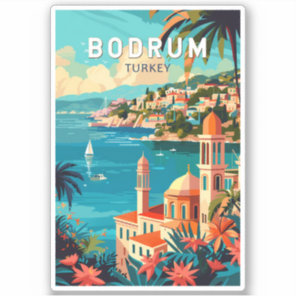 Bodrum Turkey Travel Art Vintage Sticker