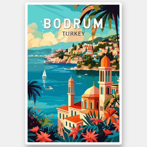 Bodrum Turkey Travel Art Vintage Sticker