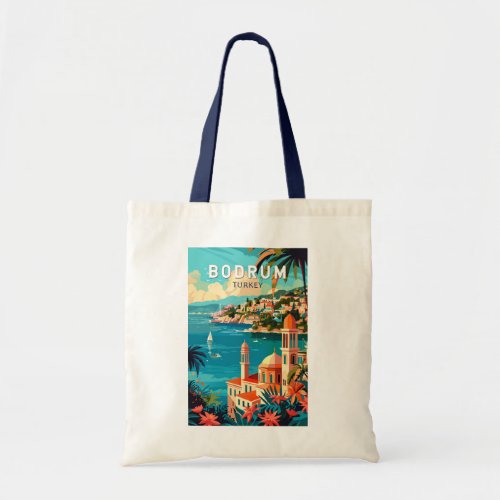 Bodrum Turkey Travel Art Vintage Tote Bag