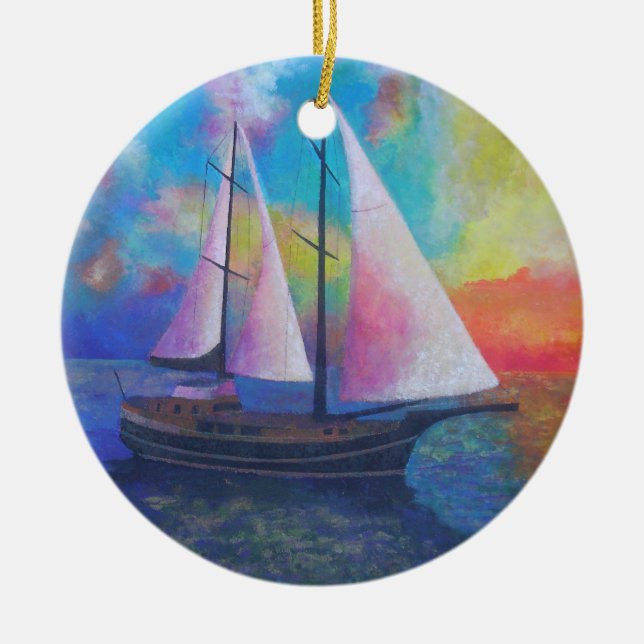 Bodrum Turquoise Coast Gulet Cruise Ceramic Ornament (Front)