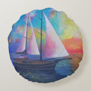 Bodrum Turquoise Coast Gulet Cruise Round Pillow
