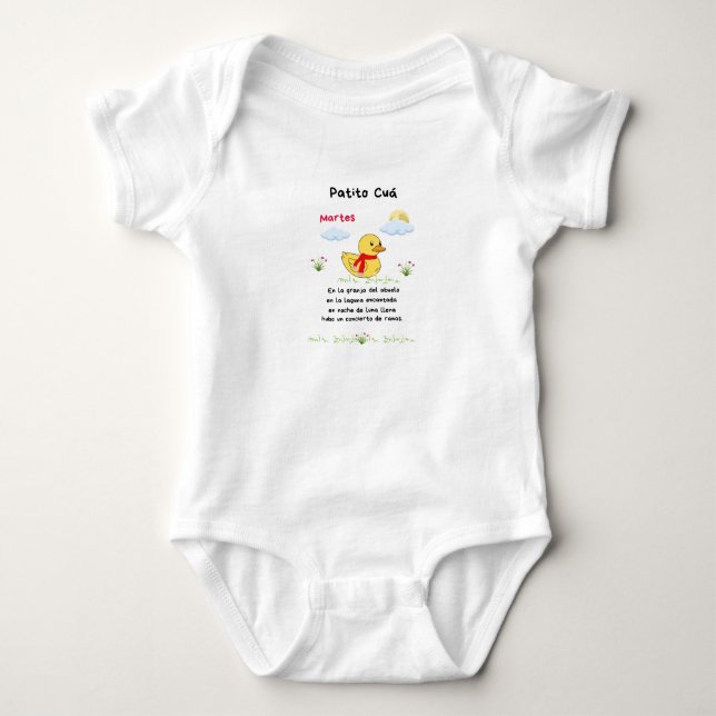 Body (3 months) I count duck on Tuesday Baby Bodysuit (Front)