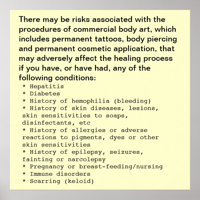 Body Art Disclosure Poster (Front)