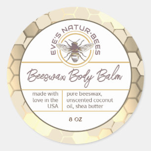 Body Balm Made With Love Honeycomb Bee Lip Balm    Classic Round Sticker