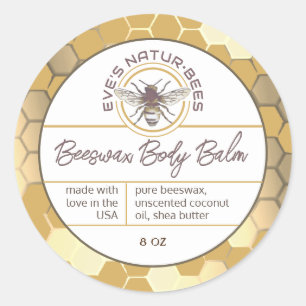 Body Balm Made With Love Honeycomb Bee Lip Balm Classic Round Sticker