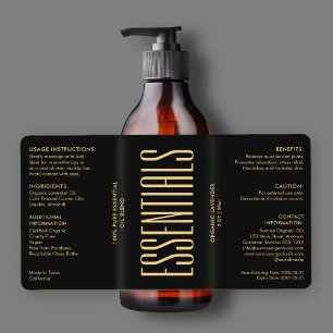 Body Beauty Elegant Black Gold Modern Bath Product Label