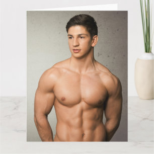 Body Builder Bulges Hot Guy Greetings Card