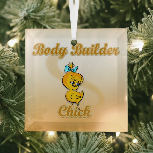 Body Builder Chick Glass Ornament (Insitu)