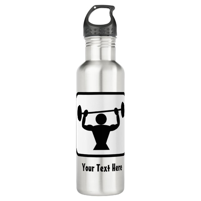 Body Builder / Muscleman Graphic - Personalizable Stainless Steel Water Bottle (Front)