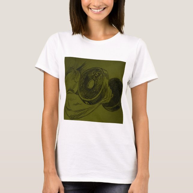 Body Building Fitness Pencil Sketch T-Shirt (Front)