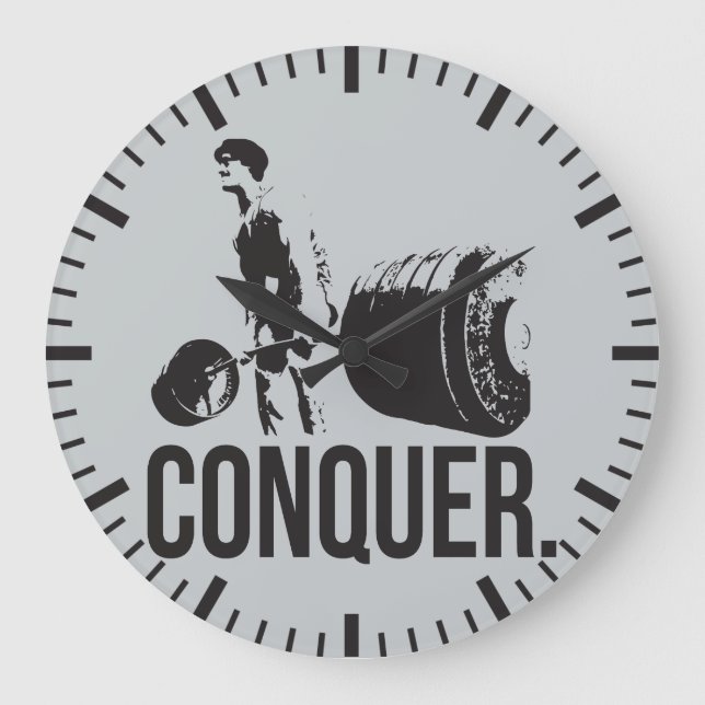 "Body building" Motivation - Conquer Large Clock (Front)