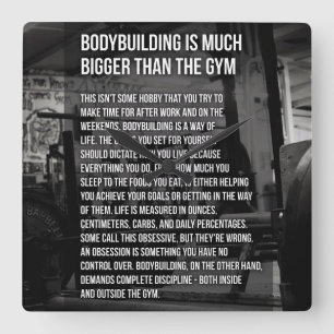 "Body building" Motivational Square Wall Clock