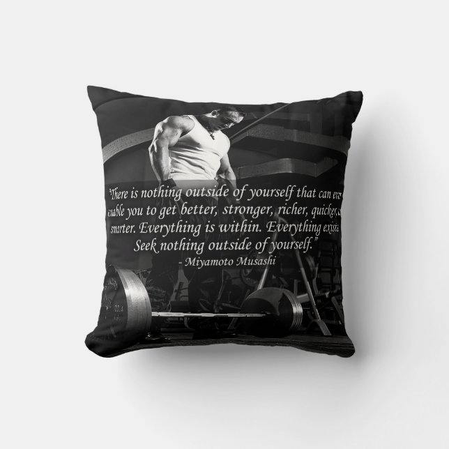 "Body building" Motivational Throw Pillow (Front)