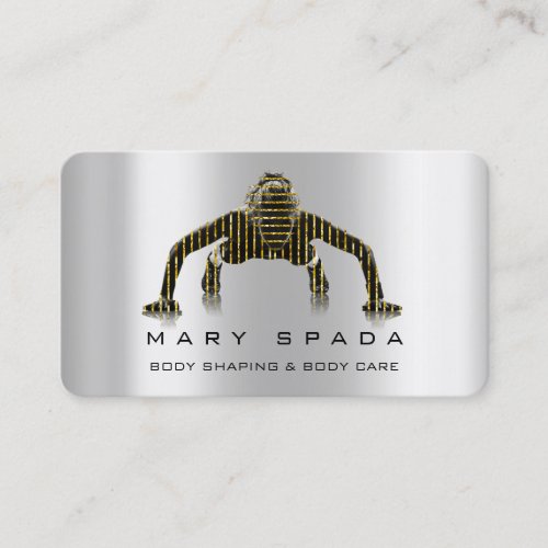 Body Building Shaping Fitness Sclupting Silver Business Card