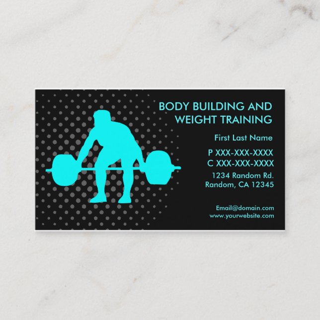 Body building weight training custom business card (Front)