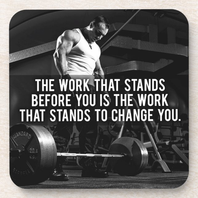 "Body building" Workout Motivational Beverage Coaster (Front)